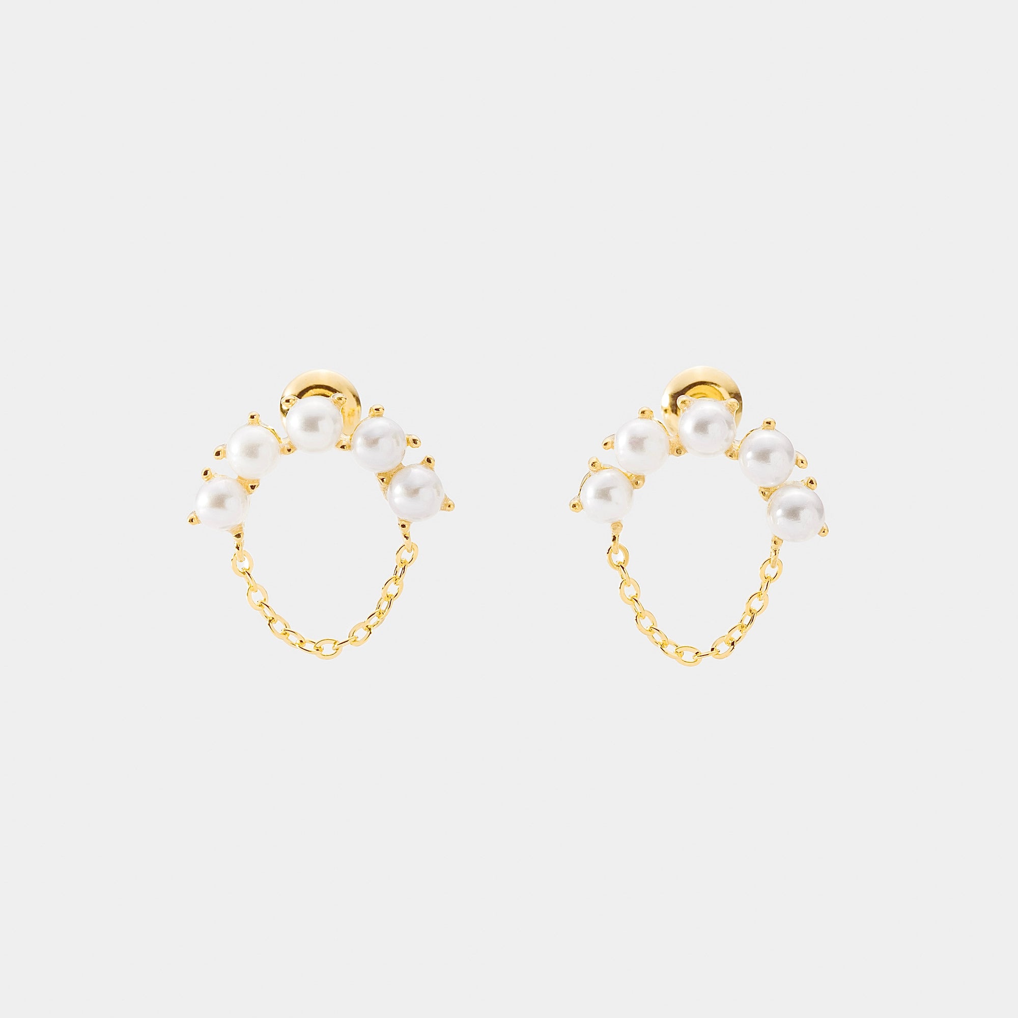 Cleo  扇形珍珠鏤空耳環 / 一對