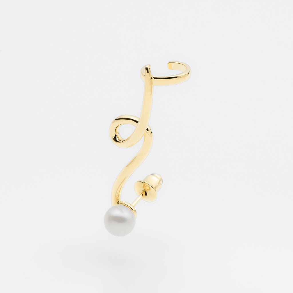 Jill 流線造型珍珠耳環