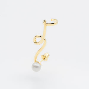 Jill 流線造型珍珠耳環