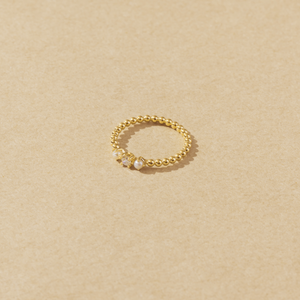 Luna / 18K金圓鑽珍珠戒指