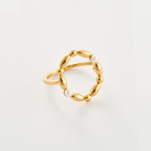 Fiona 串珠圓形珍珠開口戒