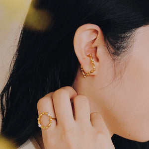 Helena 串珠造型方形耳扣/ 單支