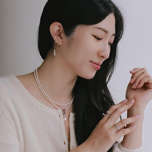 Maja 垂綴鍊珍珠雙環耳扣
