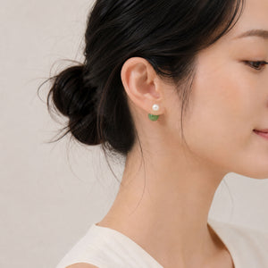 Rosalie 雙珠珍珠耳針／一對