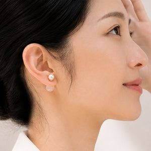 Rosalie 雙珠珍珠耳針／一對