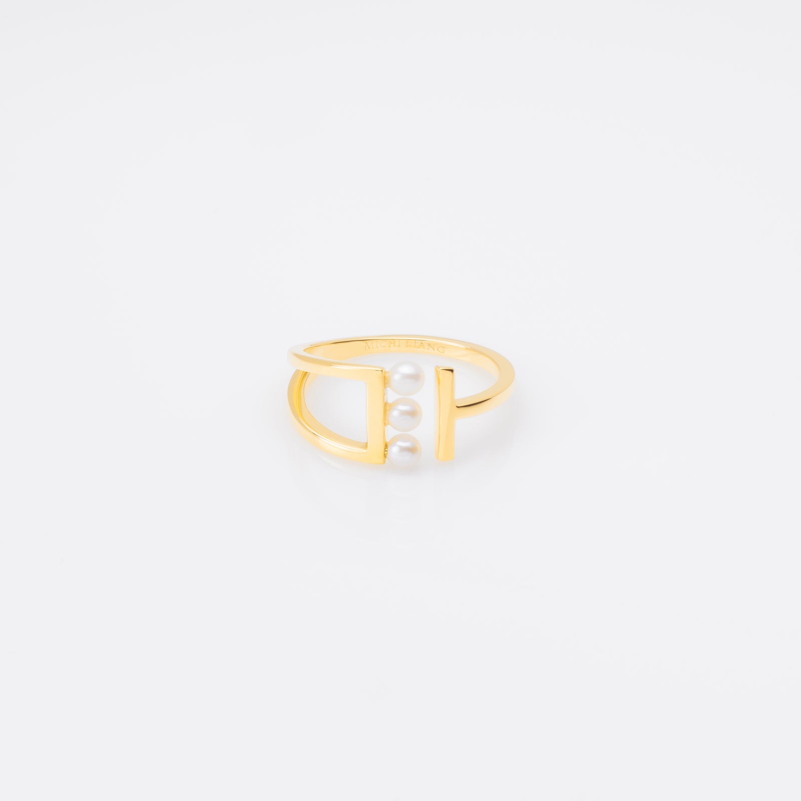 Leah 小珍珠排列開口戒