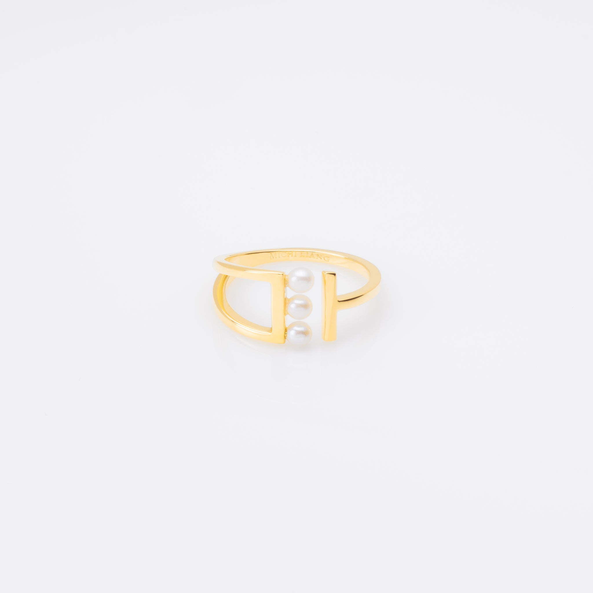 Leah 小珍珠排列開口戒