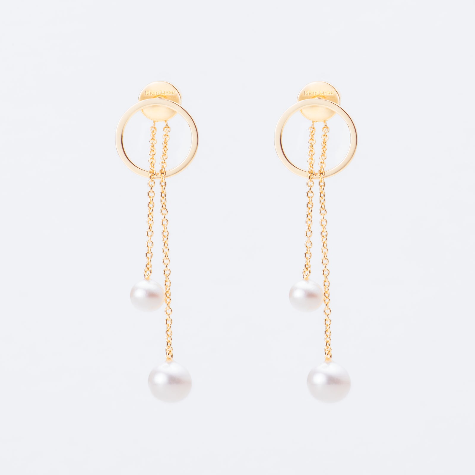 Lune 幾何環圈珍珠耳環 / 一對