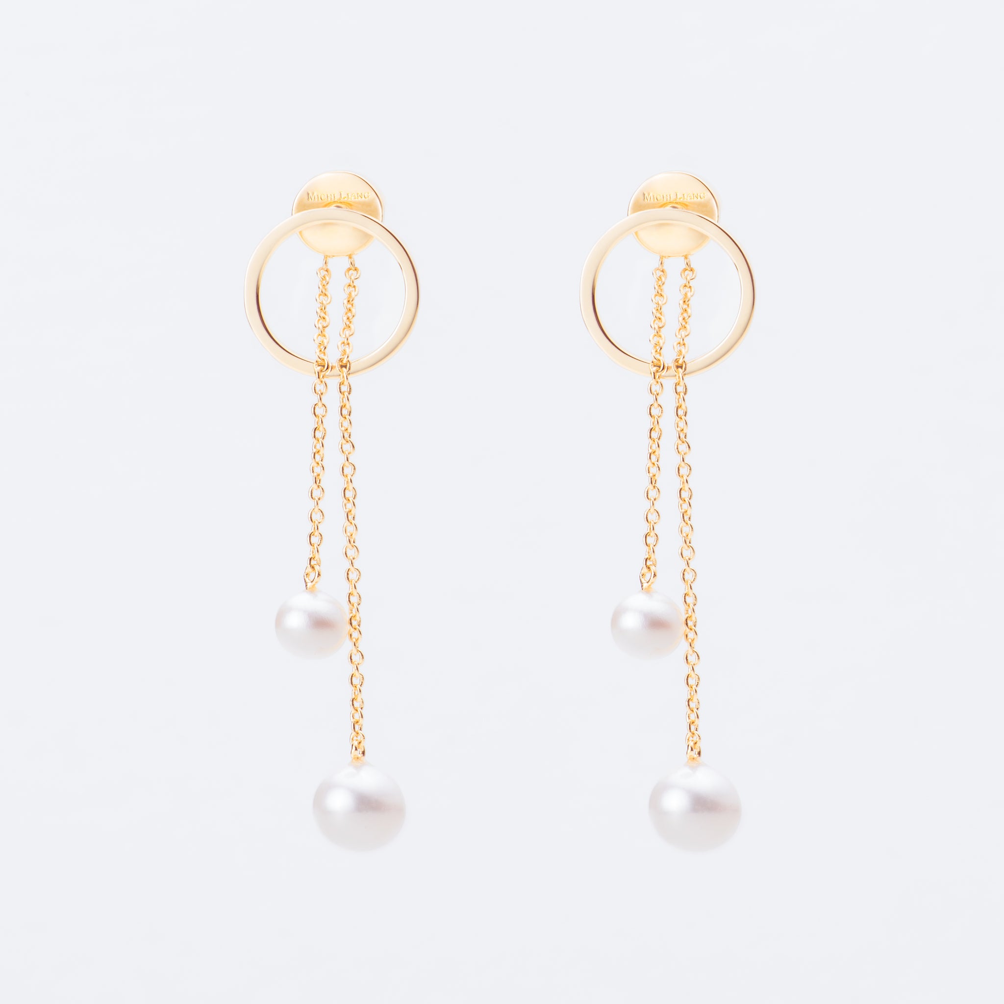 Lune 幾何環圈珍珠耳環 / 一對