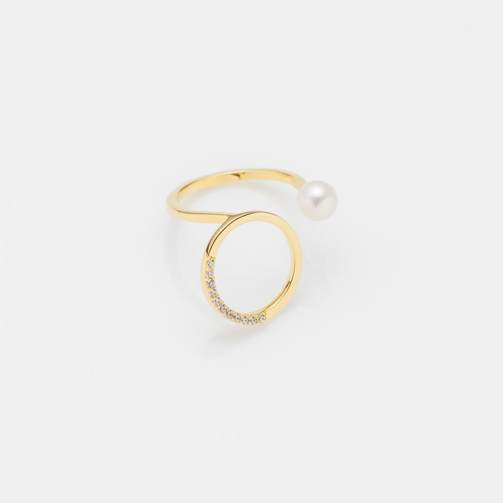 Zofie 水鑽環型珍珠開口戒