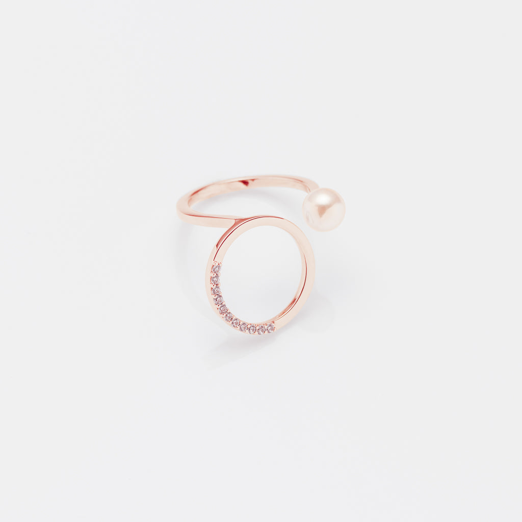 Zofie 水鑽環型珍珠開口戒