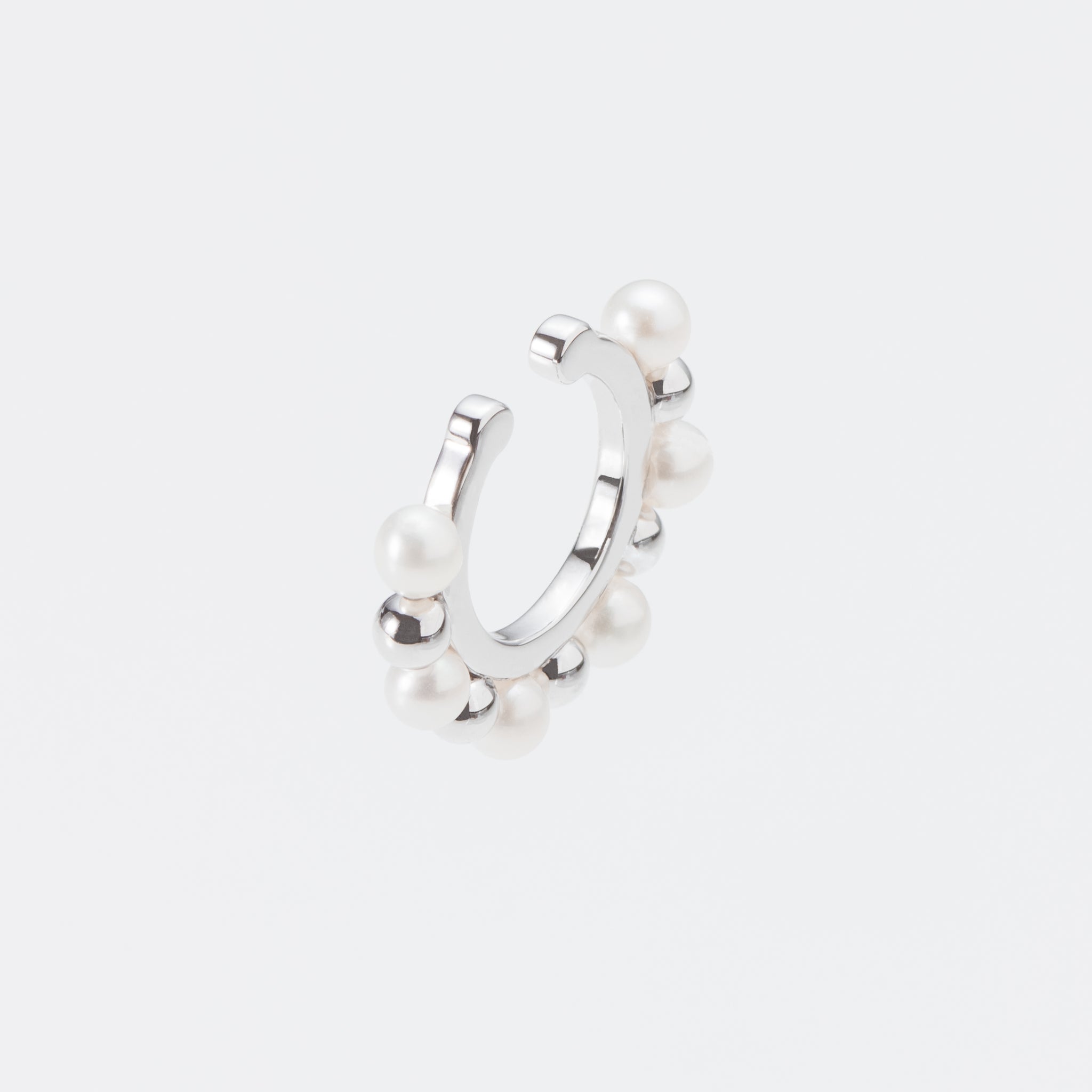 Cali 珍珠金屬球交錯耳骨夾